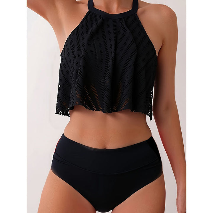 Damen Bikini-Set mit lässigem Crop-Top und hochtaillierten Höschen