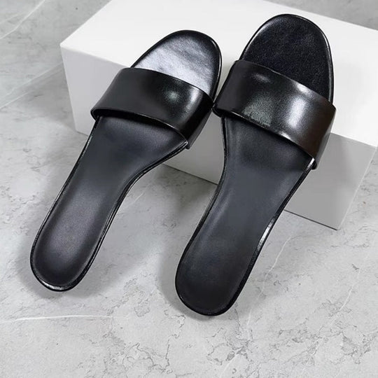 Damen elegante Slides mit breitem Satin-Riemen und komfortablem Fußbett