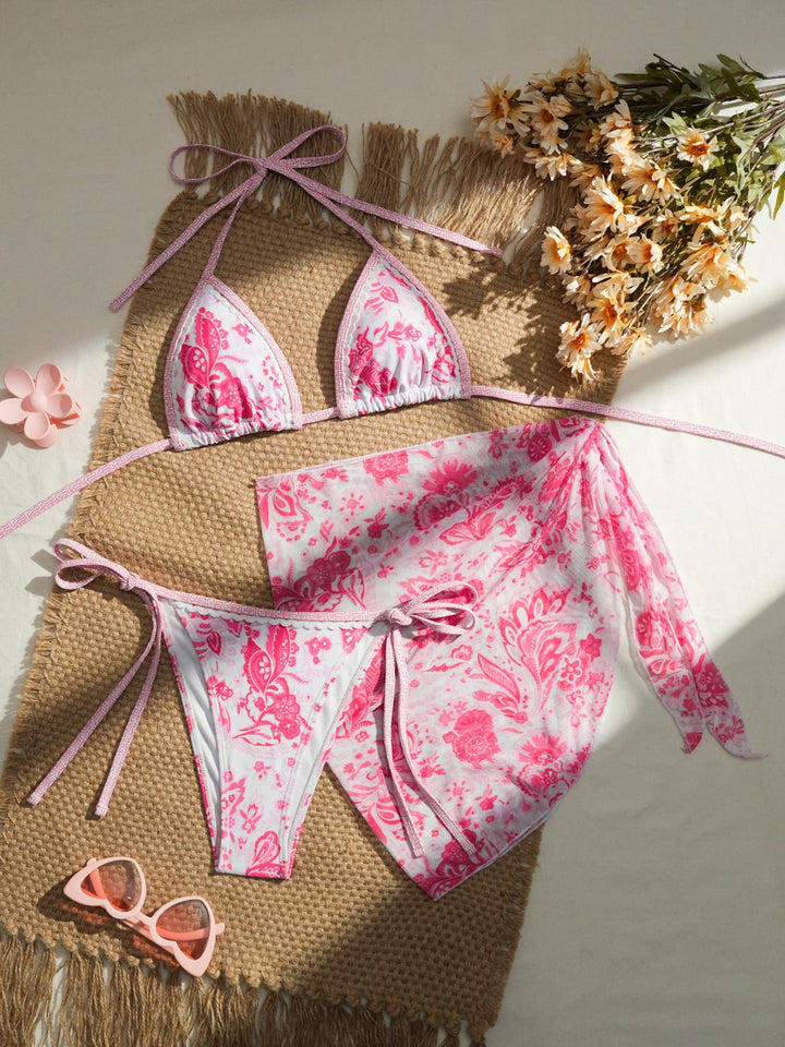 Damen Triangel-Bikini mit floralem Design