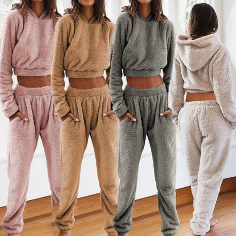 Damen kuscheliges Lounge-Set aus weichem Fleece