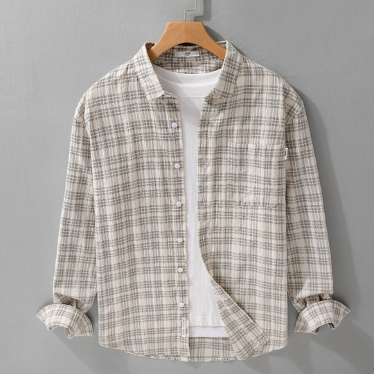 Herren Karierter Baumwoll-Overshirt im Relaxed-Fit mit Brusttasche und Soft‑Touch Nord Taschen