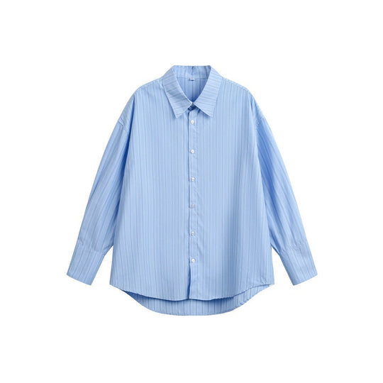 Damen Relaxed-Fit Boxy-Hemdbluse mit feiner Rippenstruktur und verlängertem Rückensaum Nord Taschen