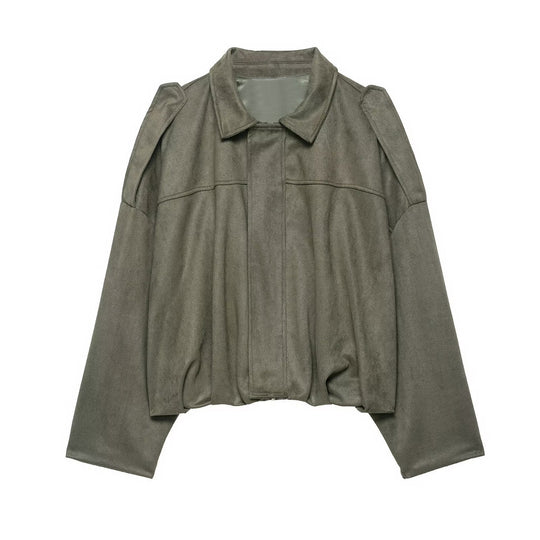 Damen Oversize-Cropped Jacke mit Balloon-Saum und Schulter-Cutouts Nord Taschen