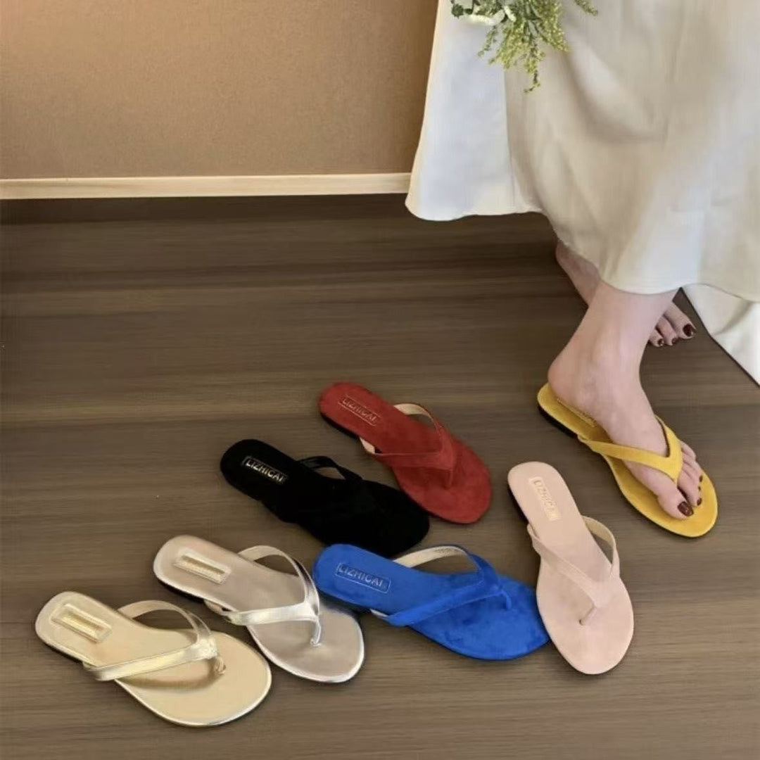 Damen Zehentrenner aus weichem Veloursleder mit ergonomischem Fußbett