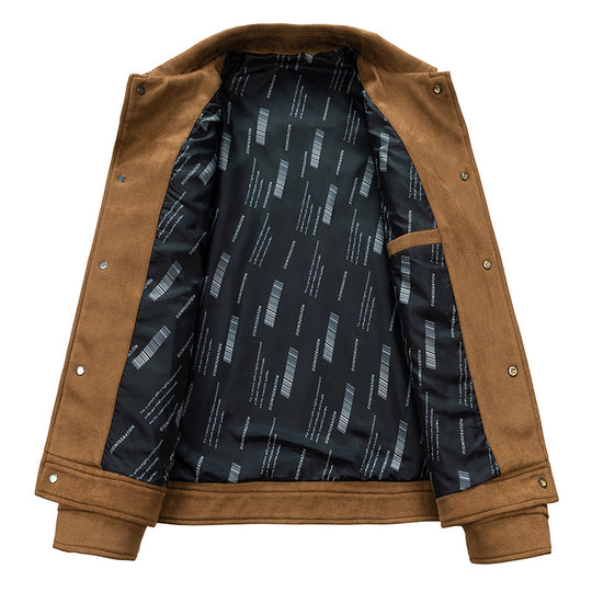 Herren Overshirt‑Jacke aus weichem Wollmix mit gesteppter Innenfütterung und Druckknopfverschluss Nord Taschen