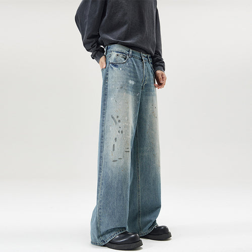 Herren Weite Vintage-Denim-Jeans im Painter-Look mit tiefem Schritt und geradem Saum Nord Taschen