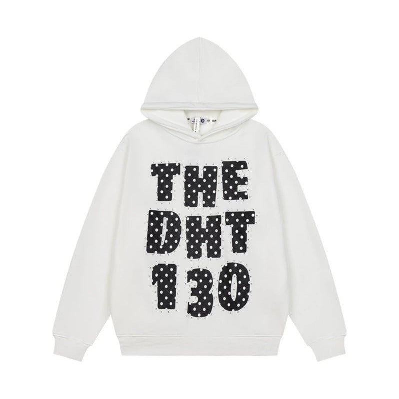 Unisex Oversize-Kapuzenpullover mit Statement-Print und Polka‑Dot-Applikation Nord Taschen