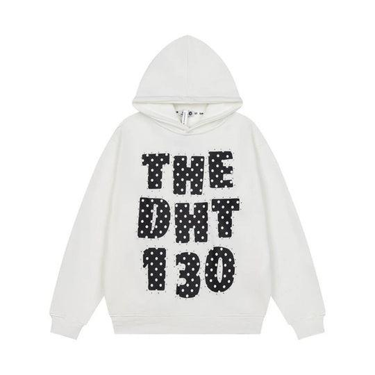 Unisex Oversize-Kapuzenpullover mit Statement-Print und Polka‑Dot-Applikation Nord Taschen