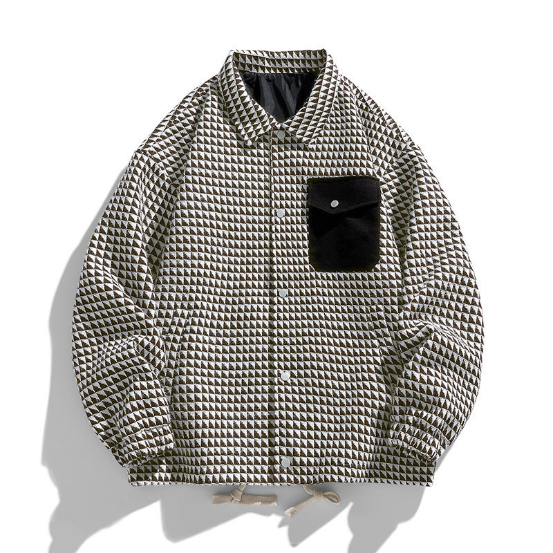 Herren Gepolsterte Coach‑Jacke mit geometrischem Muster und Kontrastbrusttasche Nord Taschen