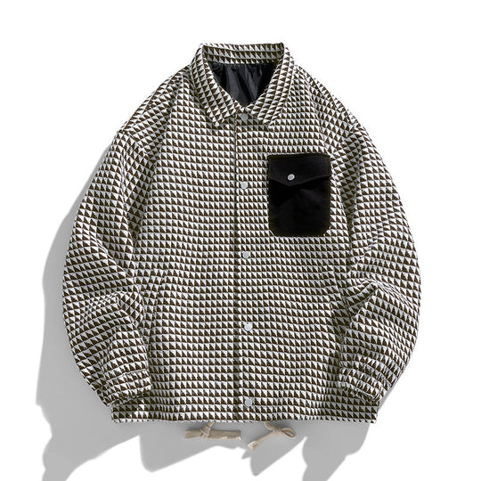 Herren Gepolsterte Coach‑Jacke mit geometrischem Muster und Kontrastbrusttasche Nord Taschen