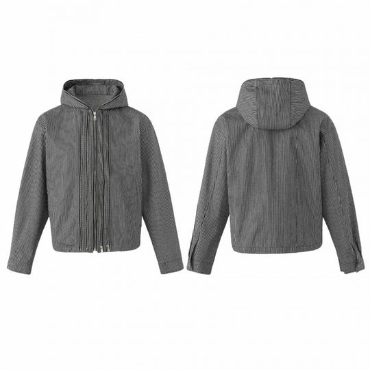 Unisex Kapuzenjacke im Boxy‑Cut mit Doppelreißverschluss und Nadelstreifen‑Optik Nord Taschen