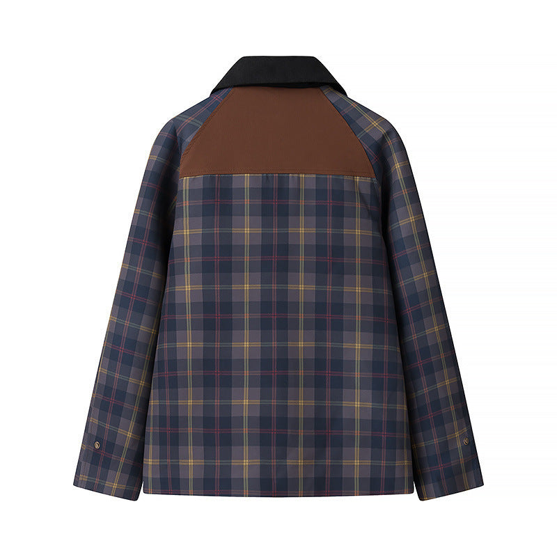 Damen Oversize-Karo-Fieldjacke mit Wachsfinish und Zweifachverschluss Nord Taschen
