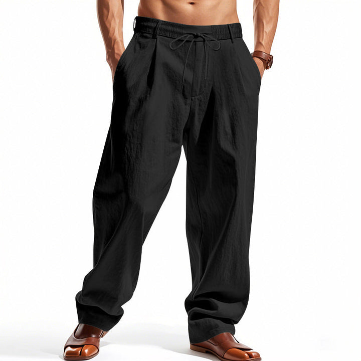 Herren lockere Chino-Hosen mit seitlichen Taschen und elastischem Bund
