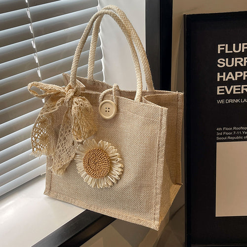 Damen Tragetasche mit floralem Dekor und handgefertigten Details Nord Taschen