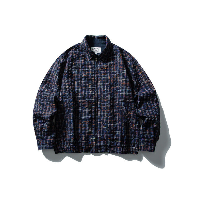 Herren Karierte Harrington‑Jacke mit Reißverschluss, Hemdkragen und elastischem Saum Nord Taschen