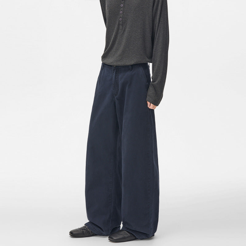 Herren Extraweite Baumwoll‑Twill Baggyhose mit tiefem Schritt und Karabineranhänger Nord Taschen