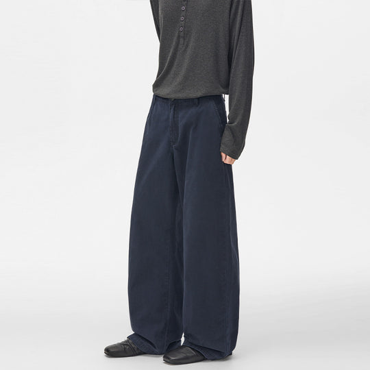 Herren Extraweite Baumwoll‑Twill Baggyhose mit tiefem Schritt und Karabineranhänger Nord Taschen