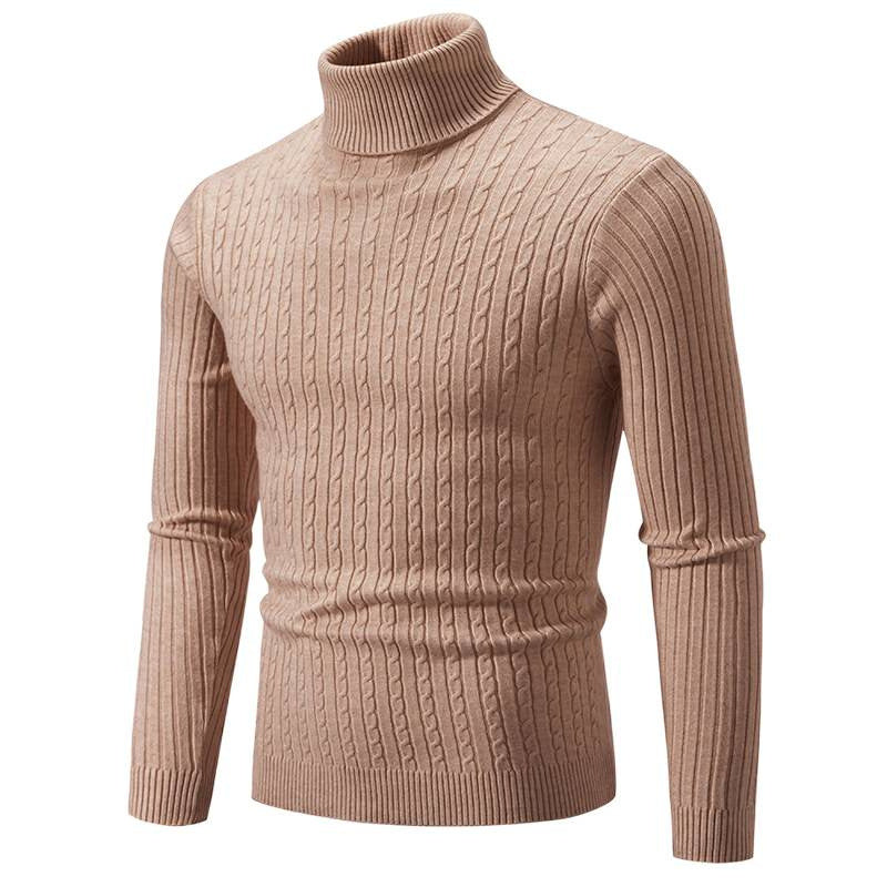 Herren Rollkragenpullover mit Zopfstrick und schlanker Passform Nord Taschen