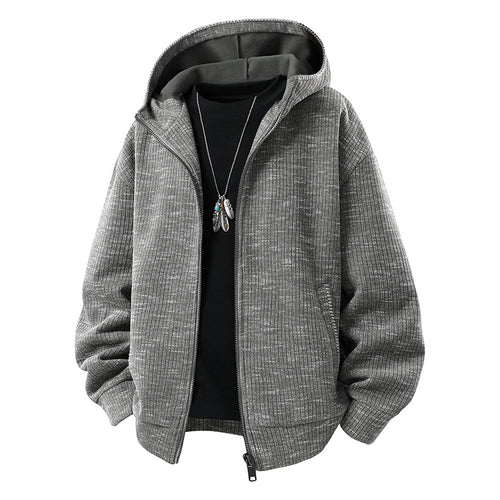 Herren Gepolsterte Strickoptik‑Kapuzenjacke mit Thermofutter und Zwei‑Wege‑Reißverschluss Nord Taschen