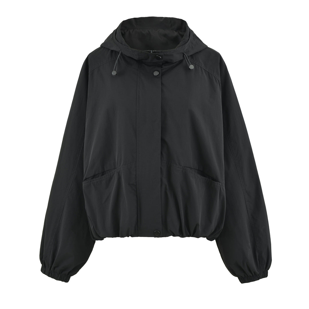 Damen Kurzjacke mit Kapuze, Tunnelzug, Kängurutaschen und elastischem Bund Nord Taschen