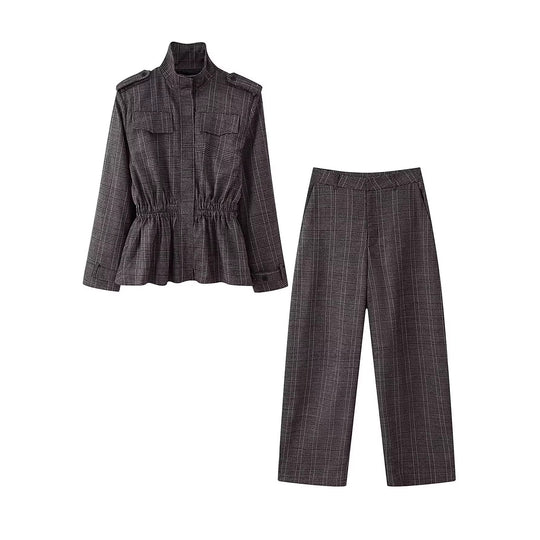 Damen Taillierte Übergangsjacke mit Tunnelzug-Taillierung und Stehkragen Nord Taschen