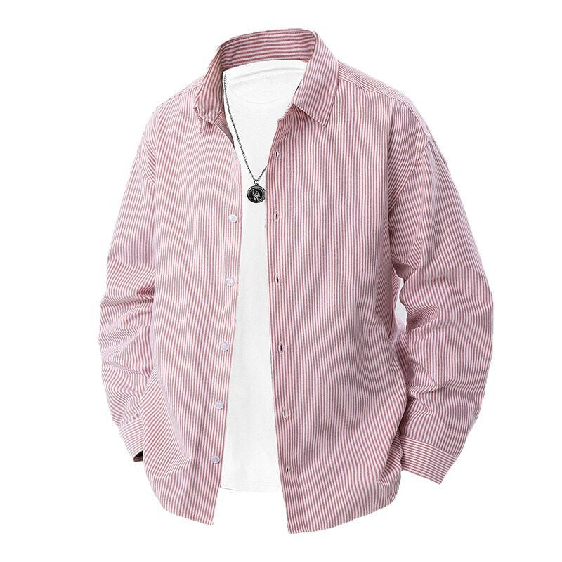 Herren gestreiftes Overshirt-Hemd mit lockerer Passform und Kentkragen Nord Taschen