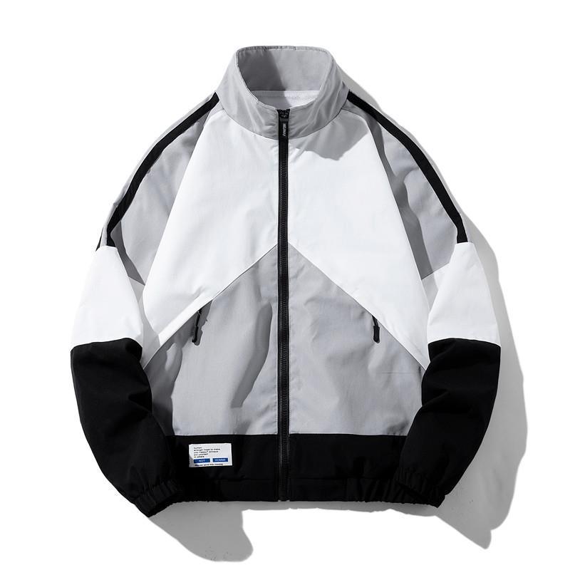Herren Leichte Windbreaker-Trackjacke im geometrischen Colorblock mit Mesh‑Futter, Stehkragen & Reißverschluss Nord Taschen