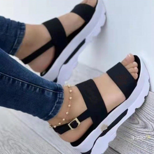 Damen Bequeme Plateau-Sandalen mit verstellbaren Riemen und rutschfester Sohle Nord Taschen
