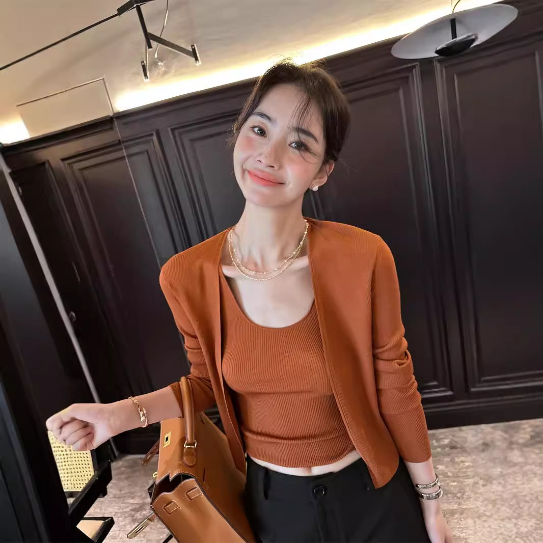 Damen schulterfreies Midikleid mit quadratischem Ausschnitt und kurzem Cape-Blazer Nord Taschen