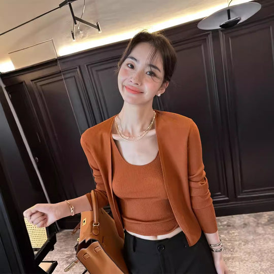 Damen schulterfreies Midikleid mit quadratischem Ausschnitt und kurzem Cape-Blazer Nord Taschen