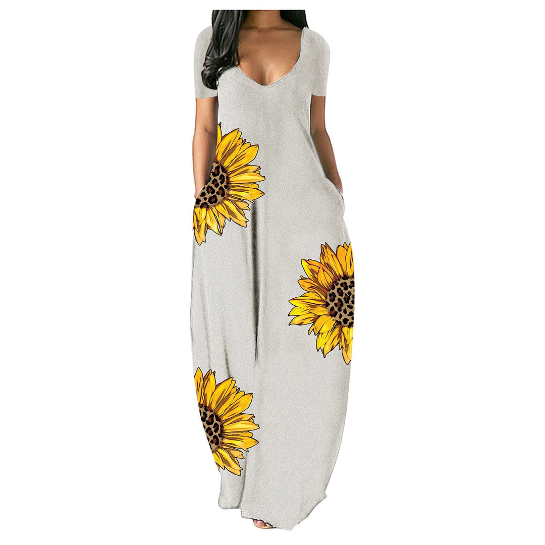 Damen Maxikleid mit floralen Akzenten und praktischen Taschen