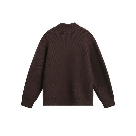 Unisex Grobstrick-Pullover mit halbem Reißverschluss und Stehkragen Nord Taschen