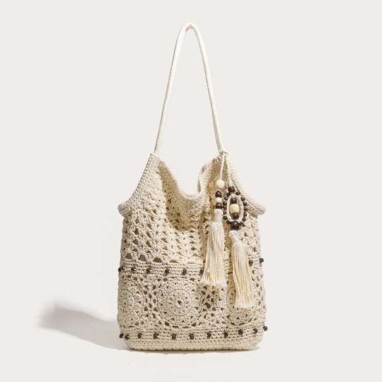 Damen Hobo-Tasche mit handgeknüpften Details und dekorativen Quasten Nord Taschen