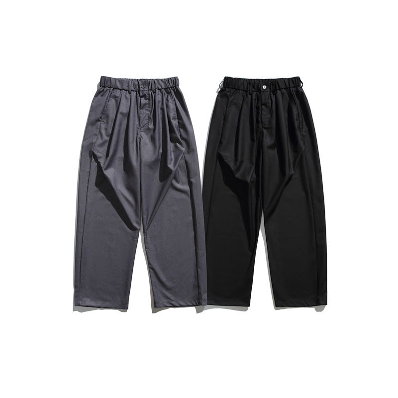 Herren Locker geschnittene Bundfalten-Cropped-Hose mit elastischem Bund und Bügelfalte Nord Taschen