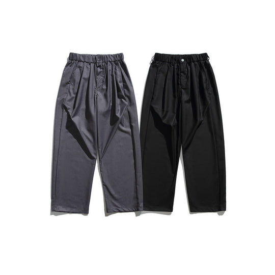 Herren Locker geschnittene Bundfalten-Cropped-Hose mit elastischem Bund und Bügelfalte Nord Taschen