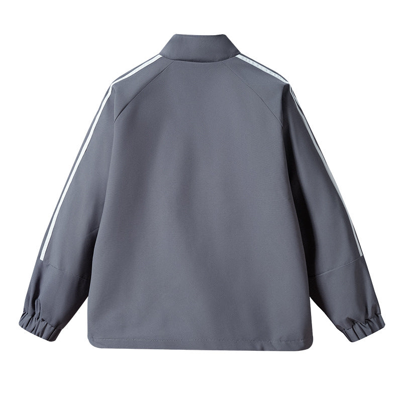 Herren Leichte Retro-Track-Übergangsjacke mit Stehkragen und Ärmelstreifen Nord Taschen