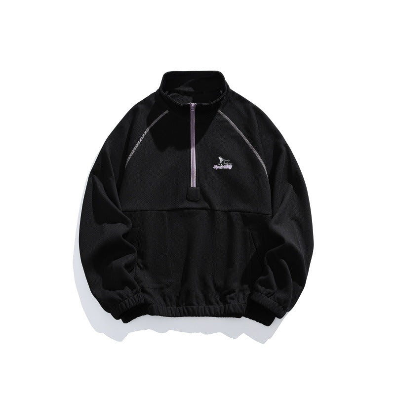 Unisex Oversize-Halbzip-Fleecepullover mit Stehkragen, Raglanärmeln und Kängurutasche Nord Taschen