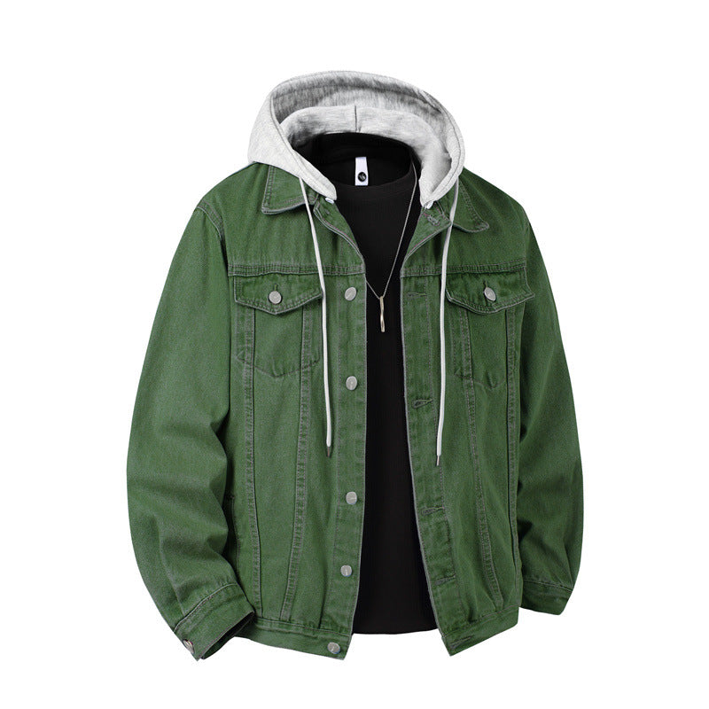 Herren Jeansjacke mit angenähter Kapuze Lagenlook robuste Baumwollmischung Nord Taschen