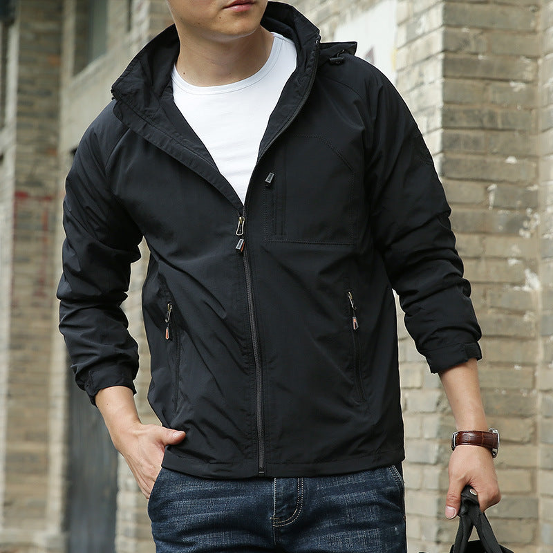 Herren Multifunktionale Übergangsjacke mit verstellbarem Kapuzendesign Nord Taschen