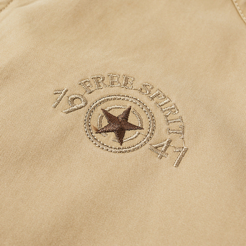 Herren leichte Canvas-Übergangsjacke mit Stehkragen, Reißverschluss und geripptem Saum Nord Taschen