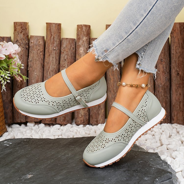 Damen Atmungsaktive Ballerinas mit dekorativer Perforation
