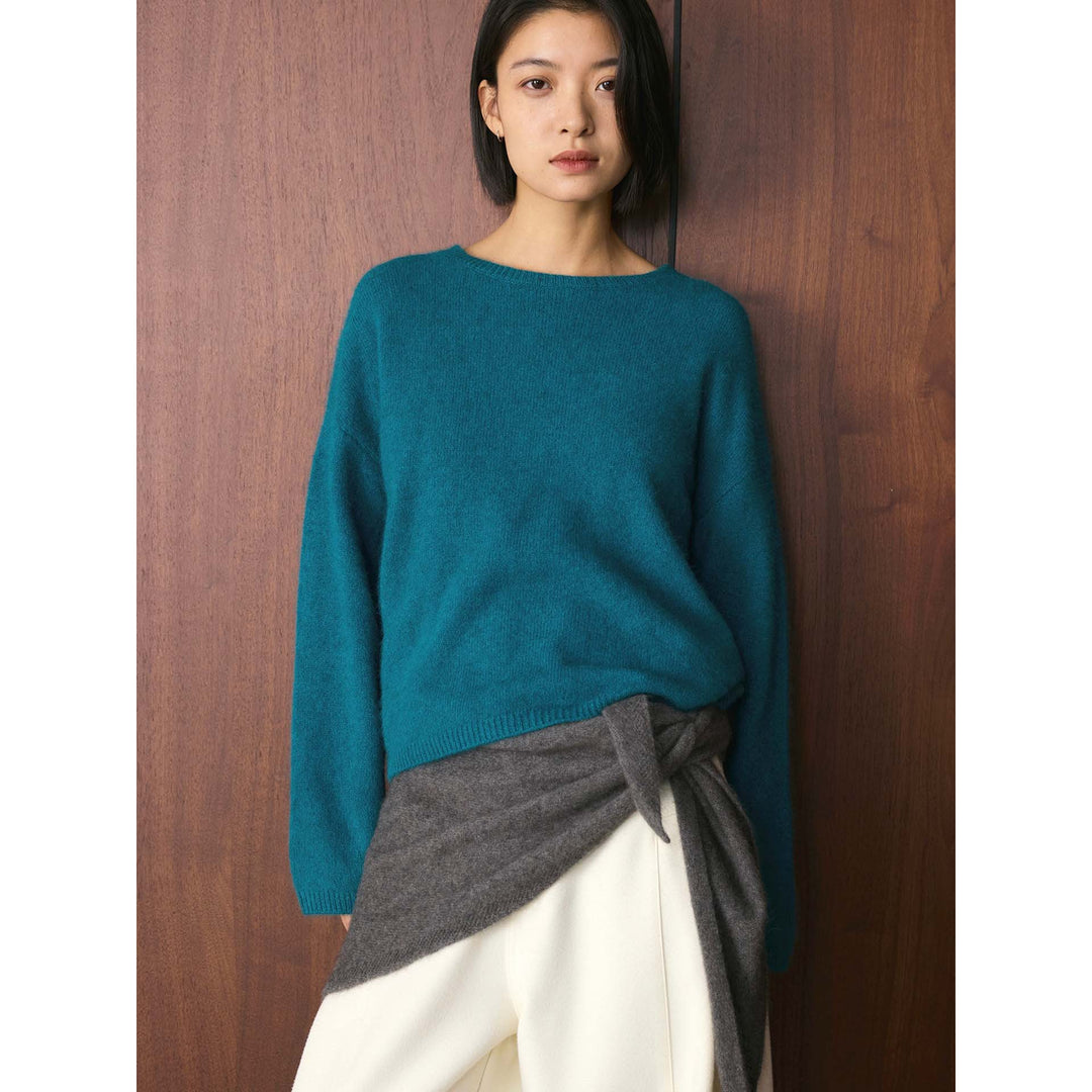 Damen Oversize-Feinstrickpullover mit voluminösem Schlauchkragen und weiter Silhouette Nord Taschen