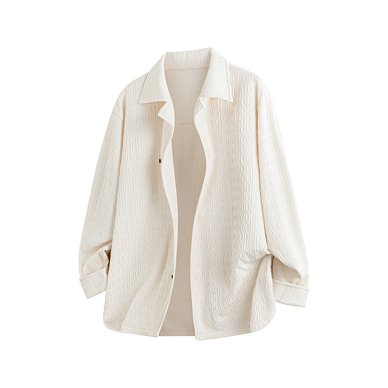 Damen Leicht strukturierte Oversize-Hemdjacke mit Reverskragen & Druckknopffront Nord Taschen