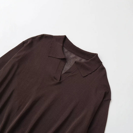 Damen Oversize-Pullover mit Polokragen, V-Ausschnitt und Tunnelzug Nord Taschen