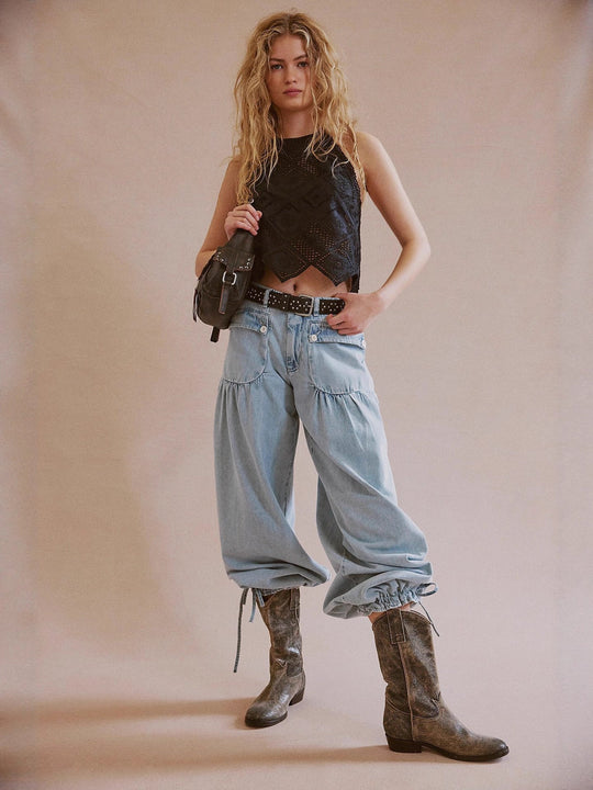 Damen Weite Hose mit praktischem Cargo-Schnitt