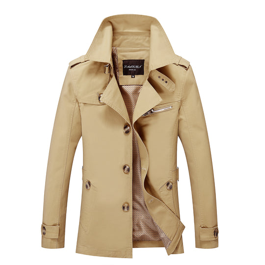 Herren mittellanger Canvas-Fieldparka mit Stehkragen Schulterepauletten und Utility-Taschen Nord Taschen