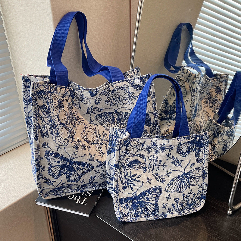 Damen Jute-Handtasche mit floralem Design Nord Taschen