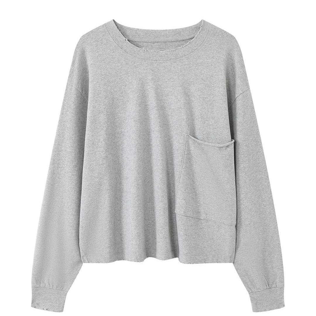 Damen Oversize Sweatshirt mit auffälliger Eingrifftasche und überschnittener Schulter Nord Taschen