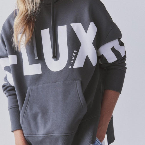 Damen Oversized Kapuzenpullover mit markantem Logoprint, Kängurutasche und Seitenschlitzen Nord Taschen