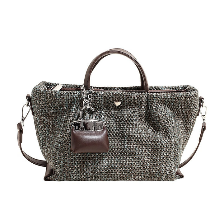 Damen stylische Strohtasche mit abnehmbarem Mini-Portemonnaie Nord Taschen